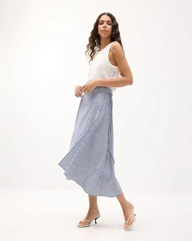 Apiece Apart Marsala Striped Organic Cotton Midi Skirt | Thumbnail 4