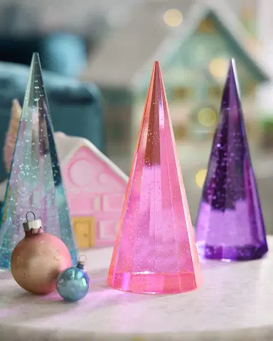 Glitterville Dark Pink Crystal Cone Tree, 7" | Thumbnail 1