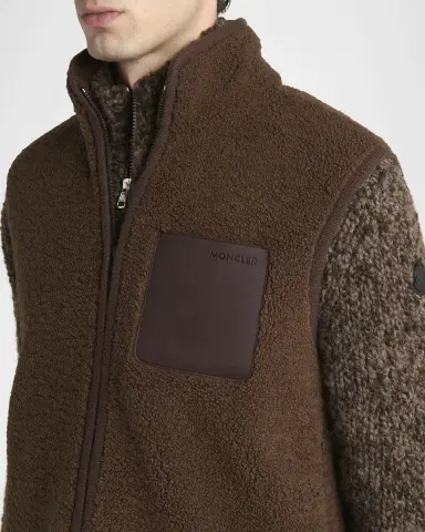 Moncler Men's Leather-Pocket Teddy Vest | Thumbnail 5