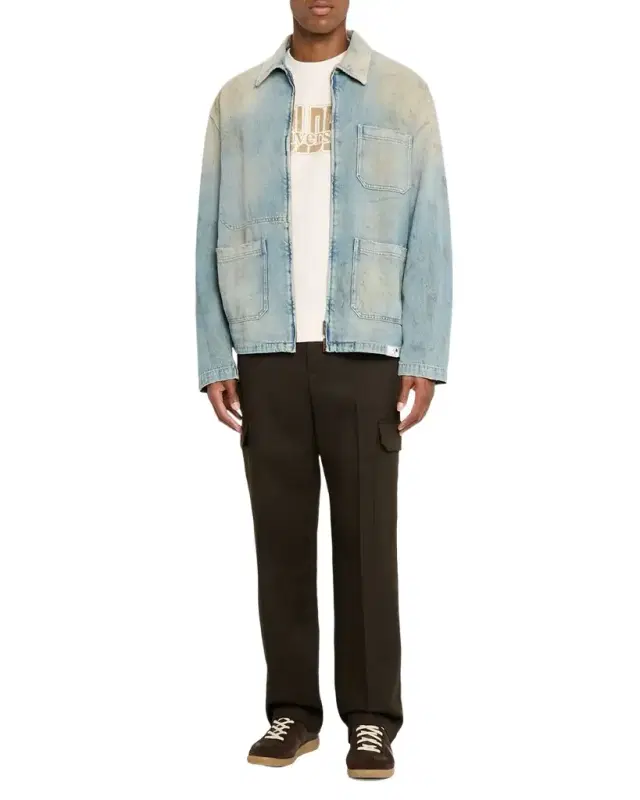 Men 's Distressed-Effect Full-Zip Denim Jacket