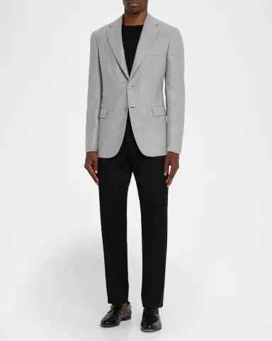 Brioni Men's Wool Hopsack Single-Breasted Blazer | Thumbnail 2 Brioni Men's Wool Hopsack Single-Breasted Blazer | Thumbnail 2