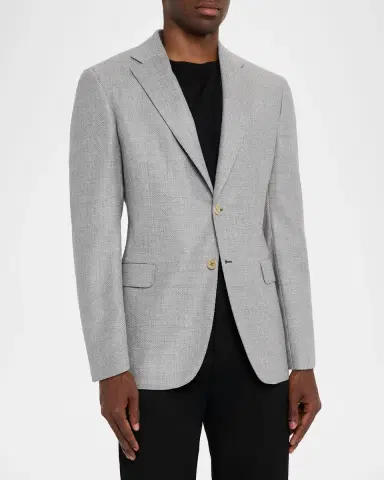 Brioni Men's Wool Hopsack Single-Breasted Blazer | Thumbnail 4 Brioni Men's Wool Hopsack Single-Breasted Blazer | Thumbnail 4