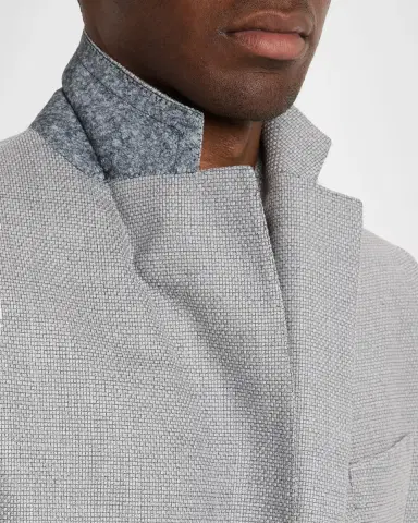 Brioni Men's Wool Hopsack Single-Breasted Blazer | Thumbnail 7 Brioni Men's Wool Hopsack Single-Breasted Blazer | Thumbnail 7