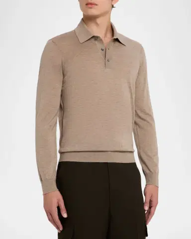 dunhill Men 's Super-Fine Cashmere Polo Sweater | Thumbnail 4