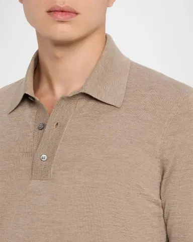 dunhill Men 's Super-Fine Cashmere Polo Sweater | Thumbnail 5