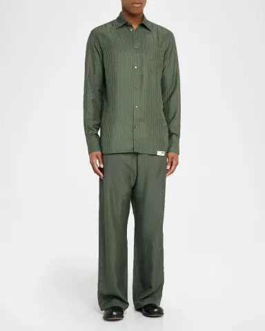 Golden Goose Men's Vertical Stripe Pocket Button-Down Shirt | Thumbnail 2 Golden Goose Men's Vertical Stripe Pocket Button-Down Shirt | Thumbnail 2