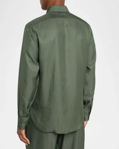 Golden Goose Men's Vertical Stripe Pocket Button-Down Shirt | Thumbnail 3 Golden Goose Men's Vertical Stripe Pocket Button-Down Shirt | Thumbnail 3