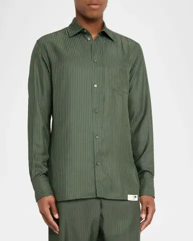 Golden Goose Men's Vertical Stripe Pocket Button-Down Shirt | Thumbnail 4 Golden Goose Men's Vertical Stripe Pocket Button-Down Shirt | Thumbnail 4