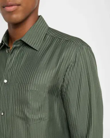 Golden Goose Men's Vertical Stripe Pocket Button-Down Shirt | Thumbnail 5 Golden Goose Men's Vertical Stripe Pocket Button-Down Shirt | Thumbnail 5