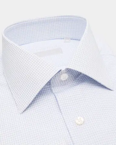 Stefano Ricci Men's Cotton Micro-Graph Check Point Collar Dress Shirt | Thumbnail 2 Stefano Ricci Men's Cotton Micro-Graph Check Point Collar Dress Shirt | Thumbnail 2