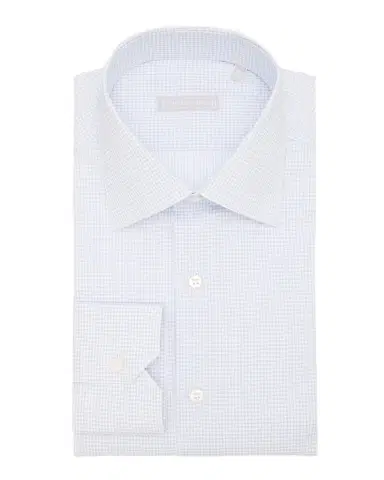 Stefano Ricci Men's Cotton Micro-Graph Check Point Collar Dress Shirt | Thumbnail 1 Stefano Ricci Men's Cotton Micro-Graph Check Point Collar Dress Shirt | Thumbnail 1