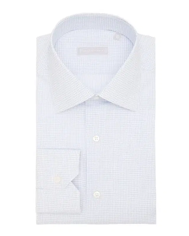Men 's Cotton Micro-Graph Check Point Collar Dress Shirt