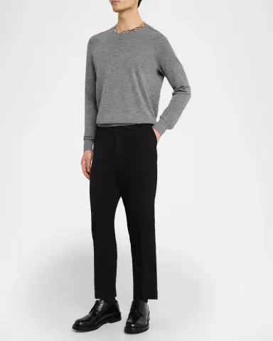Burberry Men's Crewneck Sweater with Signature Check Trim | Thumbnail 2