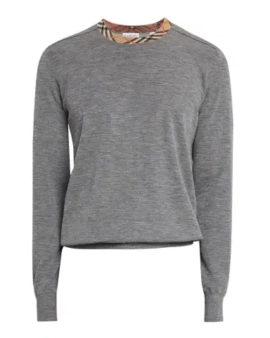 Burberry Men's Crewneck Sweater with Signature Check Trim | Thumbnail 1
