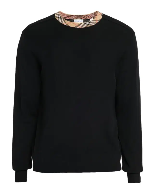 Burberry Men 's Check-Trim Wool Crewneck Sweater