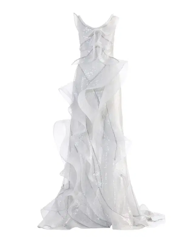 Refraction Strapless Ruffle Sequin Trumpet Gown
