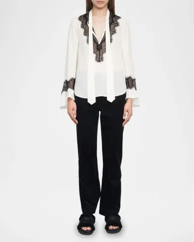 Zadig & Voltaire Tuan Lace Crepe de Chine Blouse | Thumbnail 2 Zadig & Voltaire Tuan Lace Crepe de Chine Blouse | Thumbnail 2