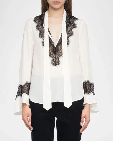 Zadig & Voltaire Tuan Lace Crepe de Chine Blouse | Thumbnail 4 Zadig & Voltaire Tuan Lace Crepe de Chine Blouse | Thumbnail 4
