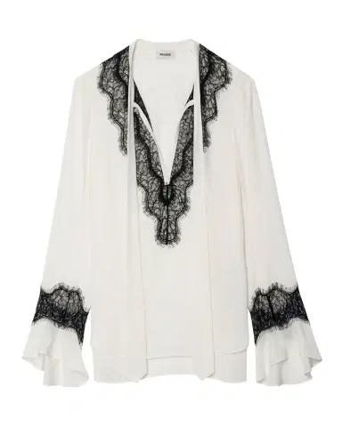 Zadig & Voltaire Tuan Lace Crepe de Chine Blouse | Thumbnail 1 Zadig & Voltaire Tuan Lace Crepe de Chine Blouse | Thumbnail 1