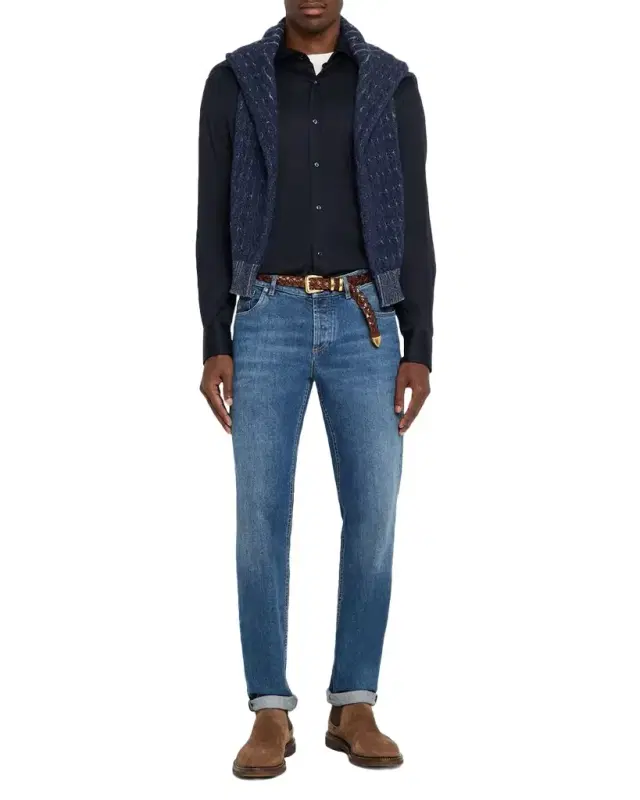 Men 's Silk and Cotton Jersey Sport Shirt