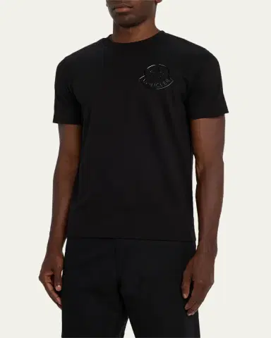 Moncler Men's Glossy Logo Crewneck T-Shirt | Thumbnail 4 Moncler Men's Glossy Logo Crewneck T-Shirt | Thumbnail 4