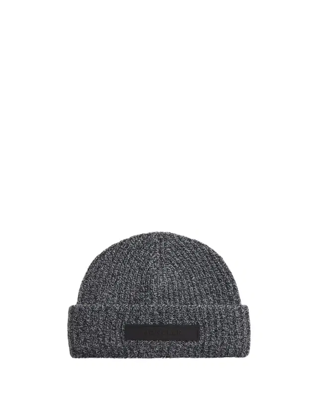 Moncler Men's Mouline Knit Rubber-Logo Beanie Hat