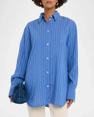 Toteme Summer Striped Cotton Button-Down Shirt | Thumbnail 3