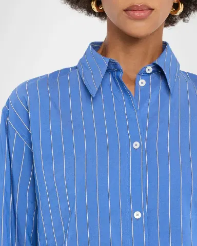 Toteme Summer Striped Cotton Button-Down Shirt | Thumbnail 4