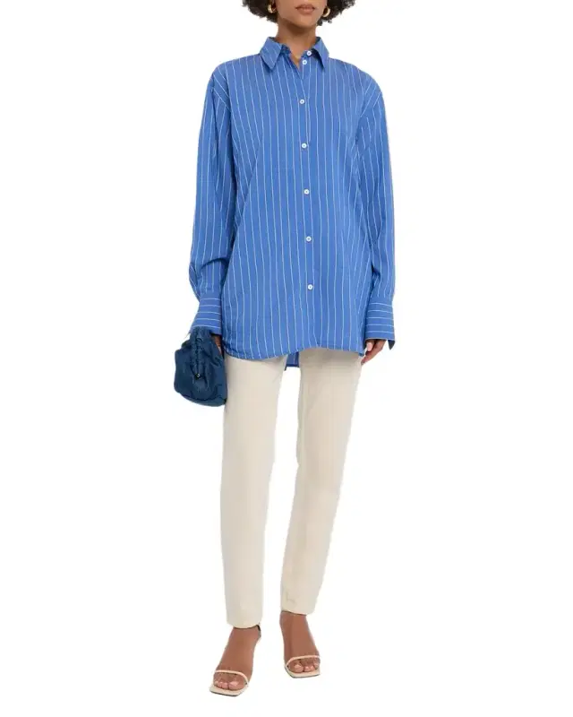 Summer Striped Cotton Button-Down Shirt