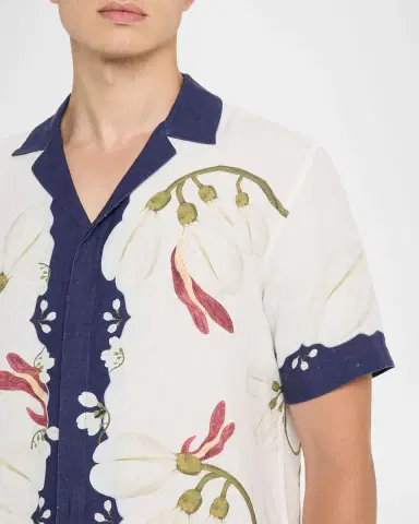 Orlebar Brown Men's Linen Maitan Orchis Camp Shirt | Thumbnail 4 Orlebar Brown Men's Linen Maitan Orchis Camp Shirt | Thumbnail 4