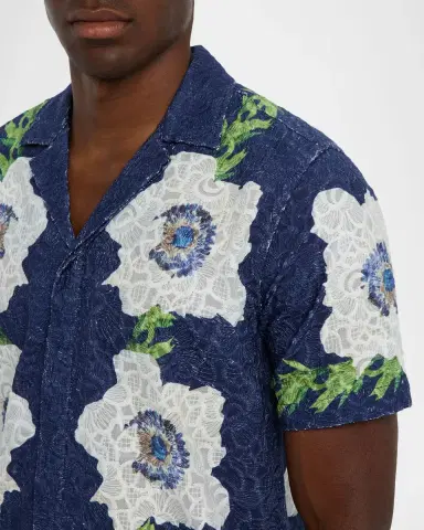 Orlebar Brown Men's Broderie Anglaise Embroidered Relaxed-Fit Camp Shirt | Thumbnail 5 Orlebar Brown Men's Broderie Anglaise Embroidered Relaxed-Fit Camp Shirt | Thumbnail 5
