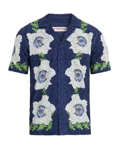 Orlebar Brown Men's Broderie Anglaise Embroidered Relaxed-Fit Camp Shirt | Thumbnail 1 Orlebar Brown Men's Broderie Anglaise Embroidered Relaxed-Fit Camp Shirt | Thumbnail 1