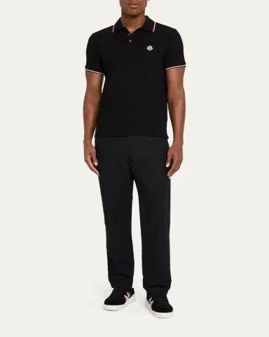 Moncler Men's Short Sleeve Polo with Contrast Sleeves | Thumbnail 2