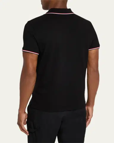 Moncler Men's Short Sleeve Polo with Contrast Sleeves | Thumbnail 3