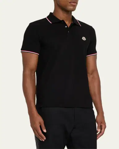 Moncler Men's Short Sleeve Polo with Contrast Sleeves | Thumbnail 4