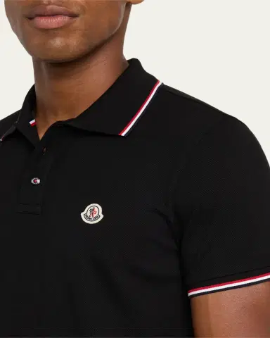 Moncler Men's Short Sleeve Polo with Contrast Sleeves | Thumbnail 5