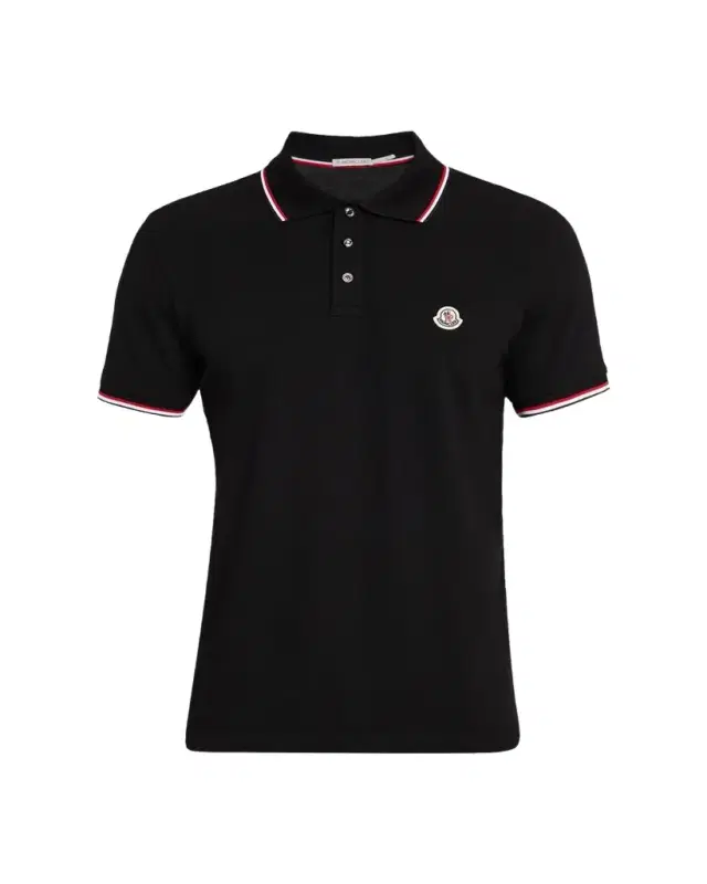 Moncler Men's Short Sleeve Polo with Contrast Sleeves