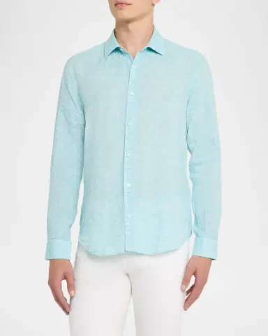 Orlebar Brown Men's Giles Linen Tailored-Fit Button-Down Shirt | Thumbnail 4 Orlebar Brown Men's Giles Linen Tailored-Fit Button-Down Shirt | Thumbnail 4