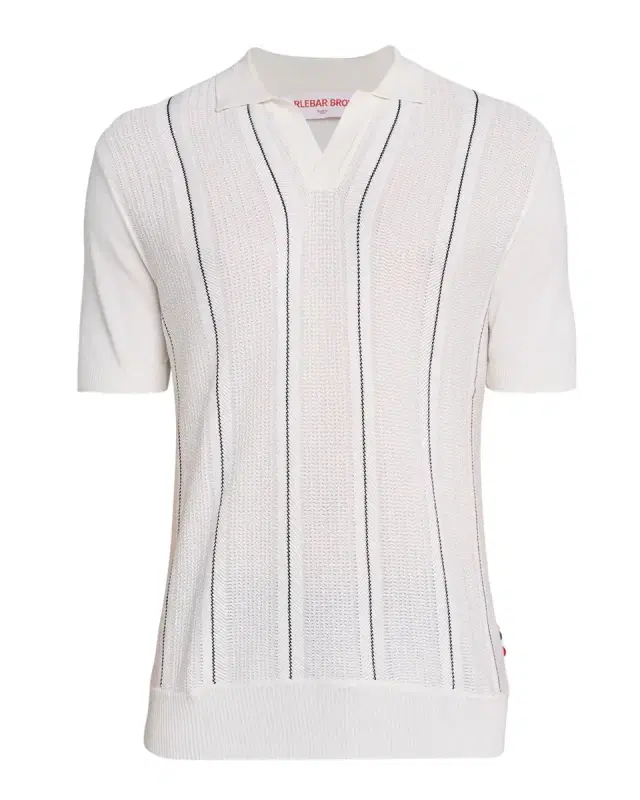 Men 's Chevron Stripe Tailored Fit Johnny Collar Polo Shirt