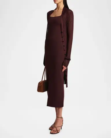 Khaite Ramon Wide Rib V-Neck Long Cardigan | Thumbnail 2