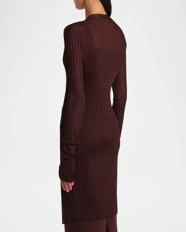 Khaite Ramon Wide Rib V-Neck Long Cardigan | Thumbnail 3