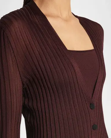 Khaite Ramon Wide Rib V-Neck Long Cardigan | Thumbnail 5
