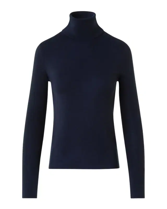 Turtleneck Cashmere-Silk Long-Sleeve Sweater