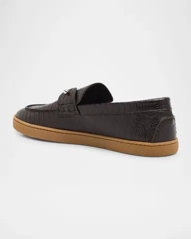 Christian Louboutin Men's Chambeliboat Silver Pin Lizard-Effect Loafers | Thumbnail 2 Christian Louboutin Men's Chambeliboat Silver Pin Lizard-Effect Loafers | Thumbnail 2