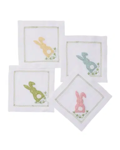 Deborah Rhodes Cottontail Embroidered Cocktail Napkins, Set of 4 | Thumbnail 1 Deborah Rhodes Cottontail Embroidered Cocktail Napkins, Set of 4 | Thumbnail 1