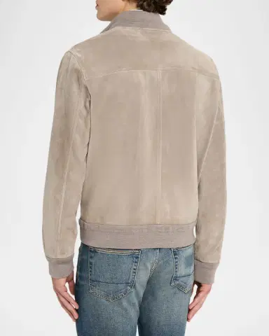 dunhill Men's Harrington Suede Snap-Front Blouson | Thumbnail 3 dunhill Men's Harrington Suede Snap-Front Blouson | Thumbnail 3