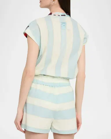 Silvia Tcherassi Adele Short-Sleeve Textured Blouse | Thumbnail 3
