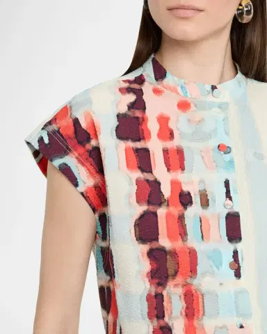 Silvia Tcherassi Adele Short-Sleeve Textured Blouse | Thumbnail 5