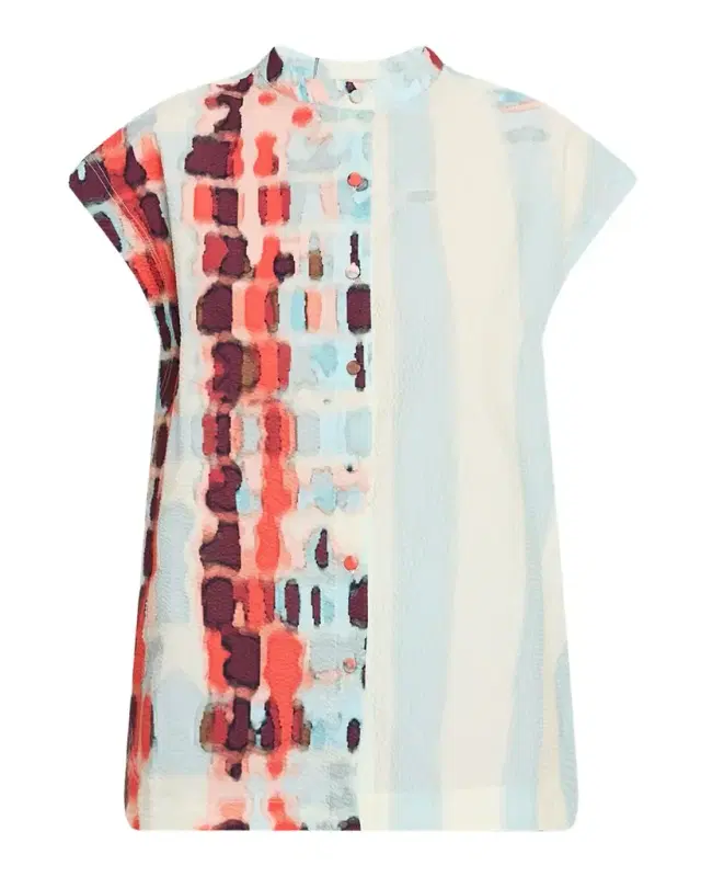 Silvia Tcherassi Adele Short-Sleeve Textured Blouse