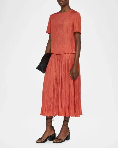 Joseph Brunet Crewneck Crinkled Habotai Silk Top | Thumbnail 2